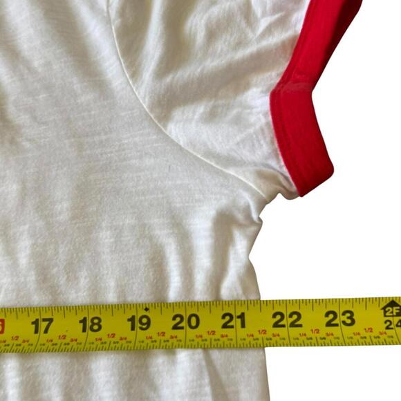 Levi’s Retro Logo Ringer T-Shirt White Red Trim Women’s XL Graphic Cotton Top - Picture 3 of 5